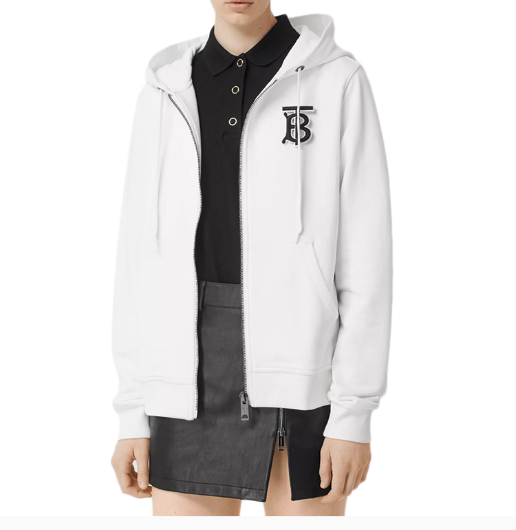 burberry/博柏利女装 服装 棉质tb刺绣连帽衫 女士夹克外套