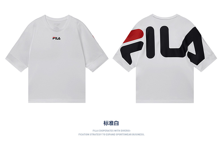 fila/斐乐官方女子短袖t恤2019夏季新款印花亲肤七分袖短袖衫