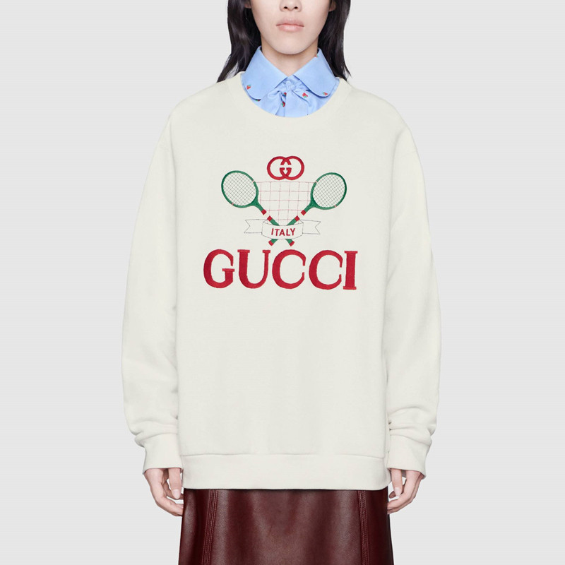 【gucci古驰 女卫衣】gucci 19秋冬女士gucci 网球印花超大造型卫衣