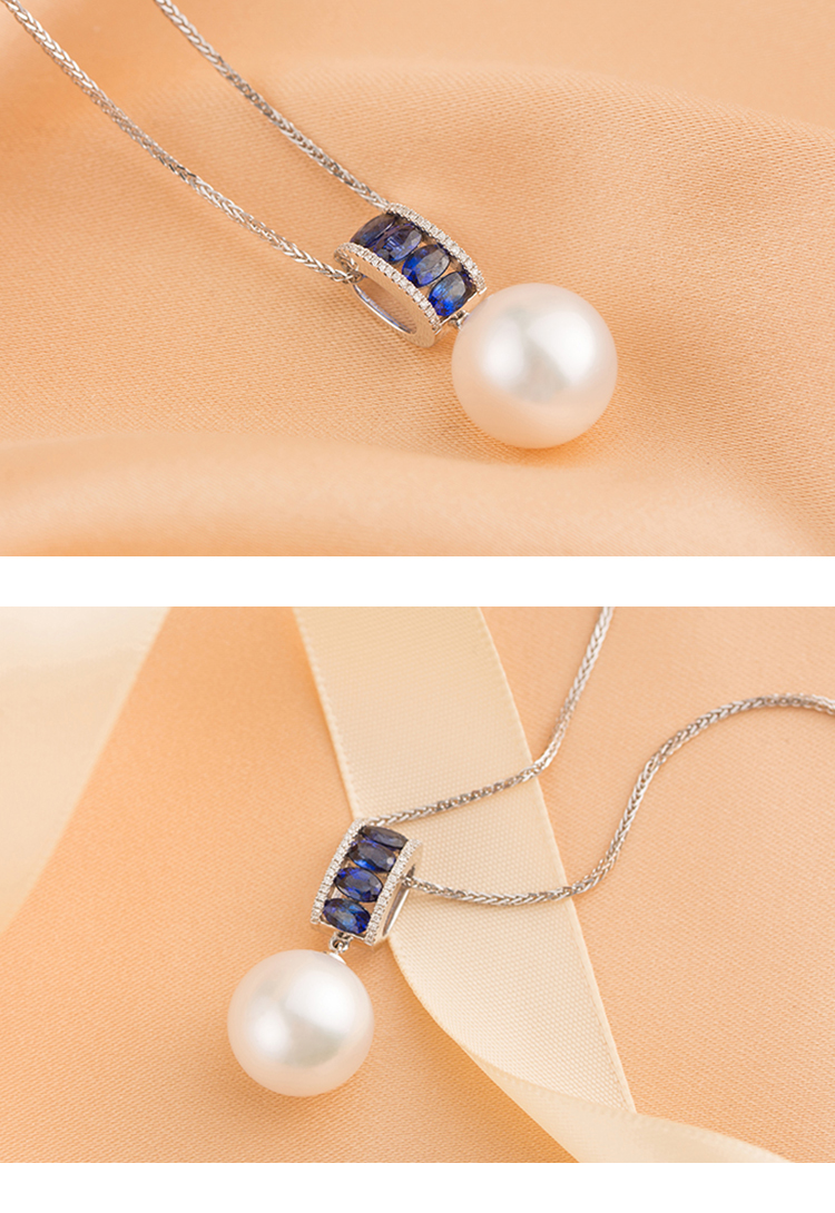 cloris/克劳瑞斯 彩宝 【新品】澳洲白珍珠镶嵌18k钻石&蓝宝石 吊坠