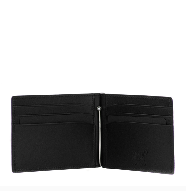 montblanc/万宝龙 男士时尚商务黑色皮革短款钱包钱夹卡夹手拿包男包