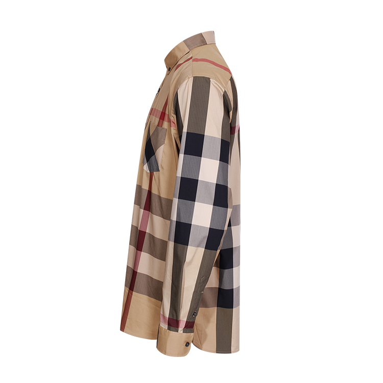 burberry/博柏利london系列经典款修身剪裁翻领棉质卡其色时尚休闲