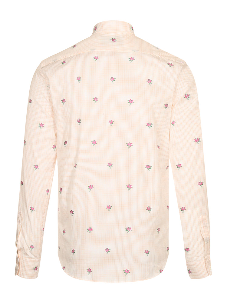 gucci/古驰纯棉浅橘色印花男士长袖衬衫男士休闲长袖衬衫