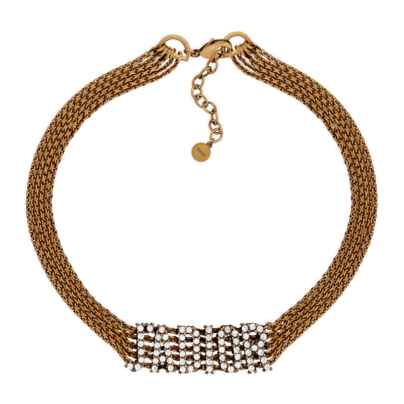 【包邮包税】dior/迪奥 19秋冬新款jadior 女士金属水晶字母项链项圈