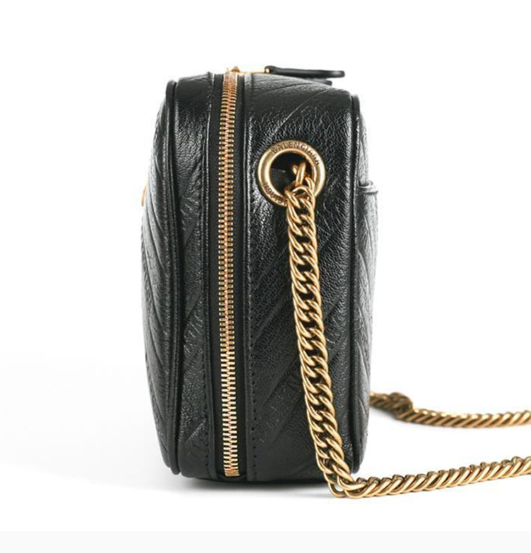 balenciaga/巴黎世家 20春夏 女士黑色牛皮双b标识链条包单肩斜挎包