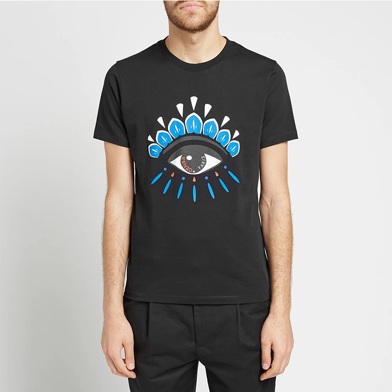 kenzo/高田贤三 黑色棉质眼睛印花 男士短袖t恤 f965ts0494yc 99