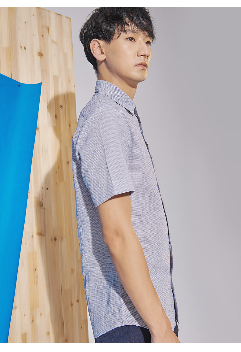 ziozia/ziozia夏季时尚短袖衬衫男休闲衫青年上衣衬衣男潮流男士长袖