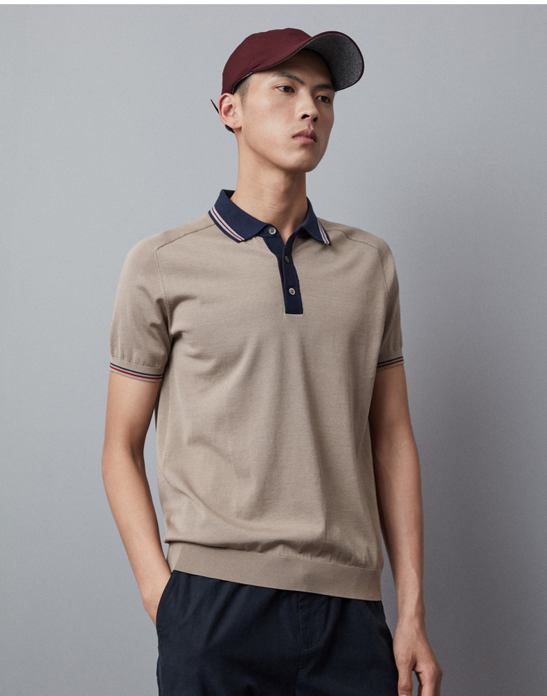 erdos/鄂尔多斯 19早秋新品 小翻领半袖t恤男士短polo衫