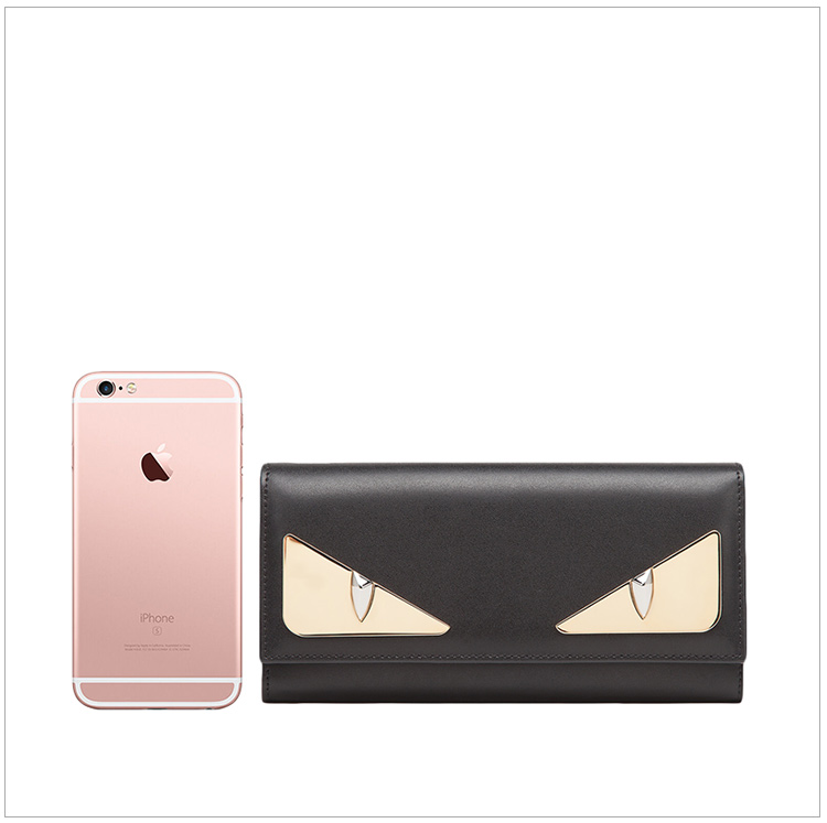 fendi 芬迪 小恶魔 黑色小牛皮长款钱包 8m0251-3if-f0kur