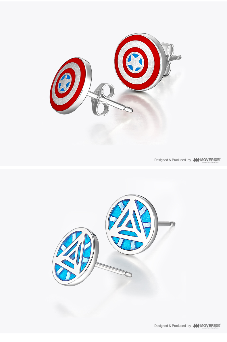 漫威系列美国队长钢铁侠耳钉-mover/魔吻