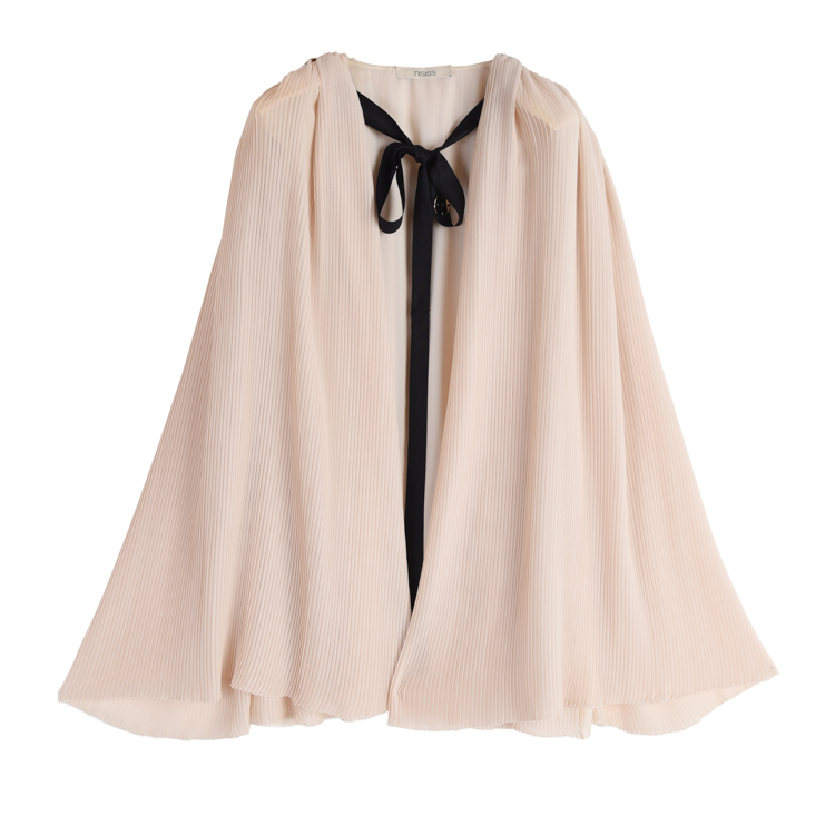 nisiss/怡夕百褶布系带式垫肩斗篷女装定制n162aj01