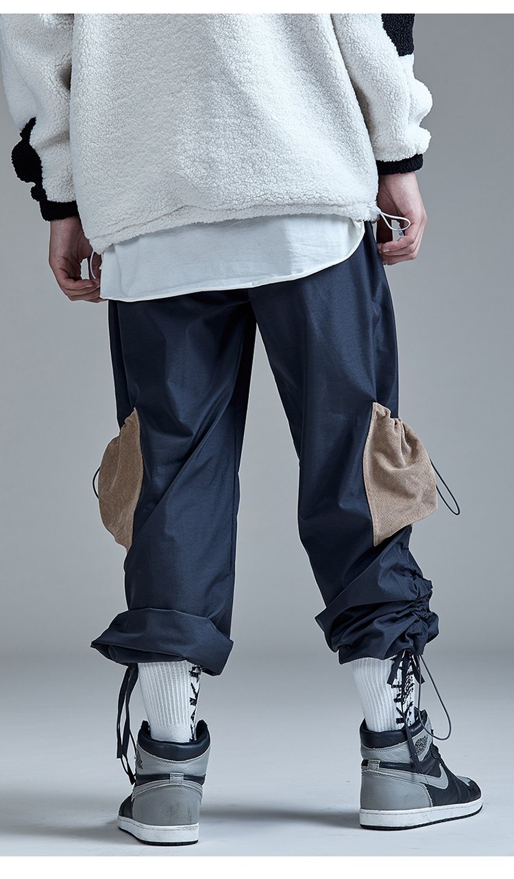 guuka 抽绳 束脚裤 男 潮牌 青少年 嘻哈 运动 撞色 拼接 收口 休闲裤