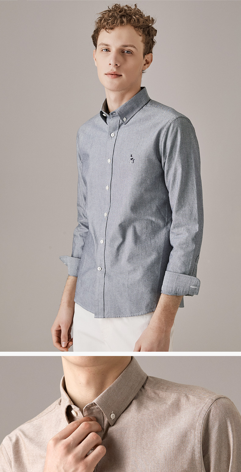 hazzys/哈吉斯2019年秋季新品英伦男士长袖衬衫asczk19ck01