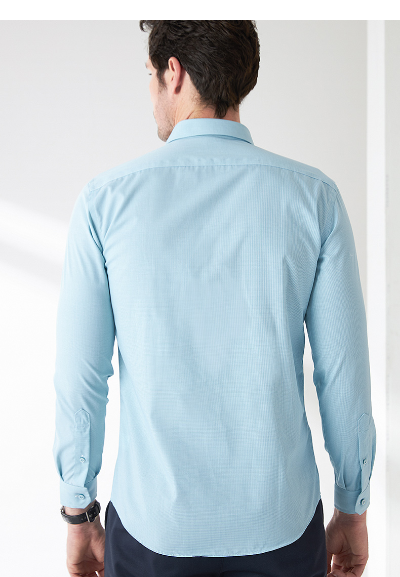 camicissima/恺米切2019秋冬休闲男士长袖衬衫 草绿色纯棉时尚衬衣