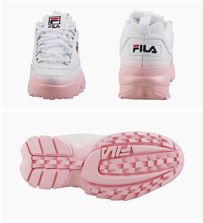 fila 斐乐 女鞋 2019新款 渐变 粉底 运动 厚底 休闲鞋 潮流 复古