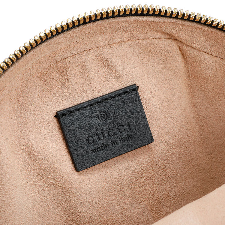 gucci/古驰 ophidia系列gg女士黑色皮质圆形迷你圆饼包