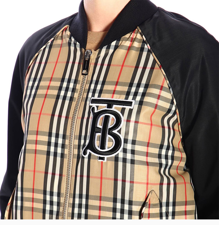 burberry/博柏利 女士拼色格纹logo图案经典外套夹克