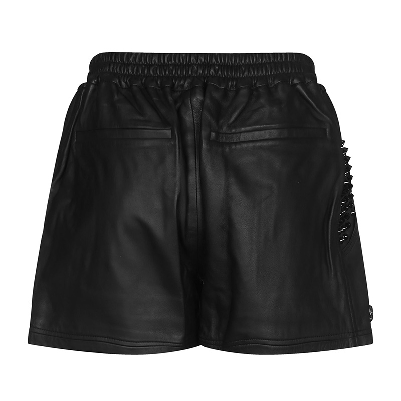 philipp plein/菲利普·普蘭 黑色鉚釘皮質 女士短褲 cw550713ppurf