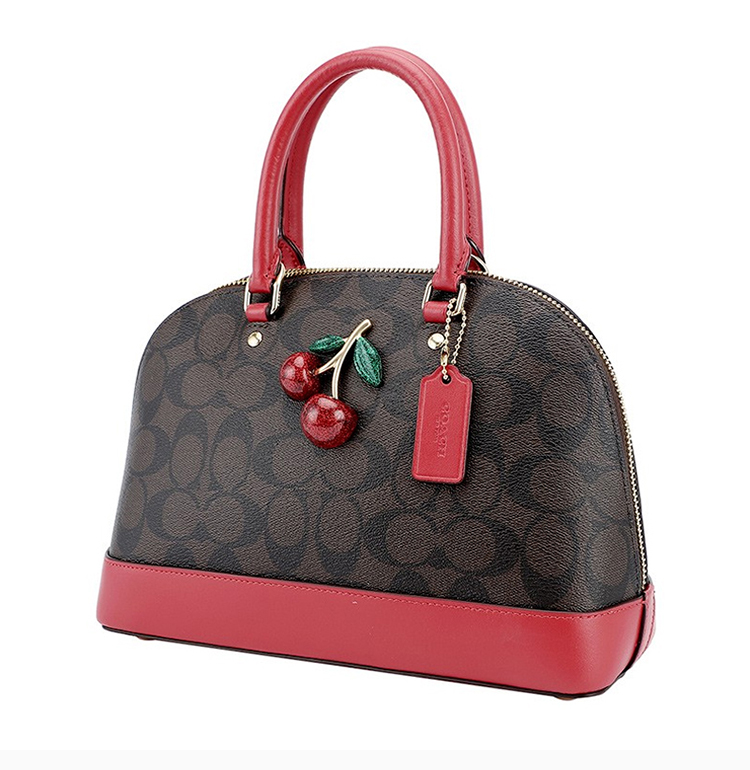 coach/蔻驰 女士时尚经典深卡其色樱桃装饰单肩包斜挎包手提包女包 f7