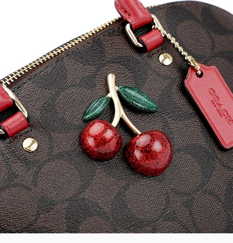 coach/蔻驰 女士时尚经典深卡其色樱桃装饰单肩包斜挎包手提包女包 f7