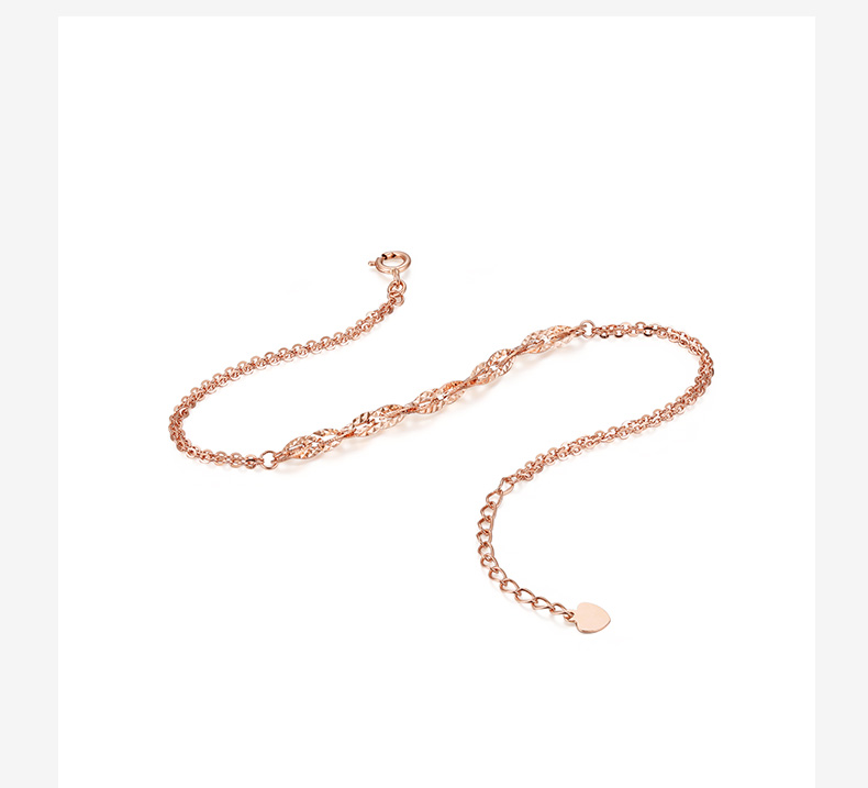 chow tai seng/周大生18k金手链女款au750新品车花手链送女友精美玫瑰