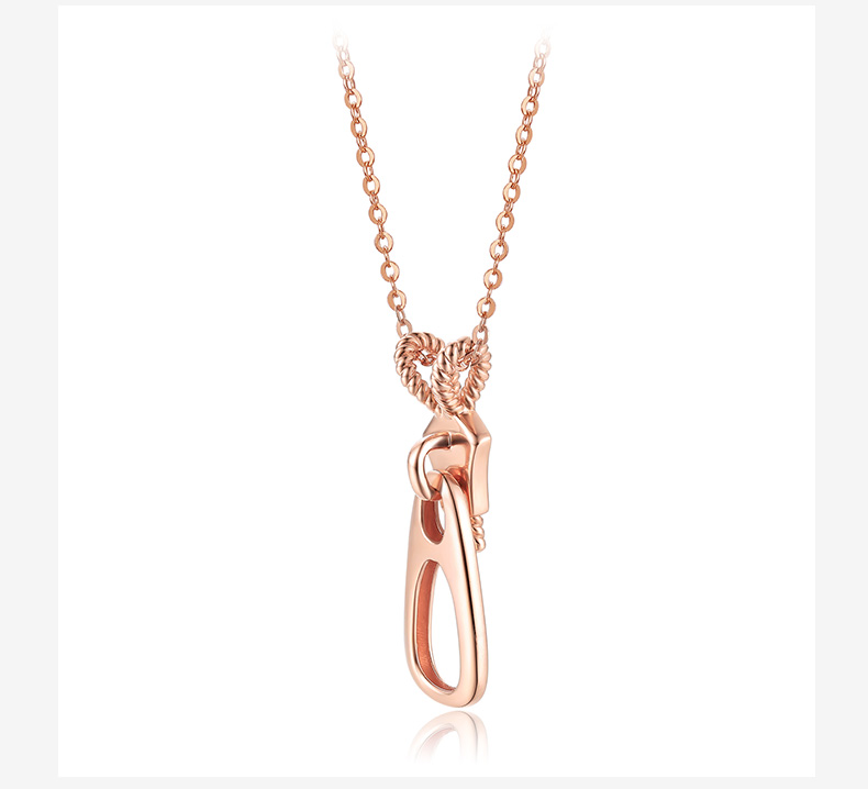 chow tai seng/周大生18k金吊坠au750时尚拉链挂坠正品送礼彩金玫瑰金