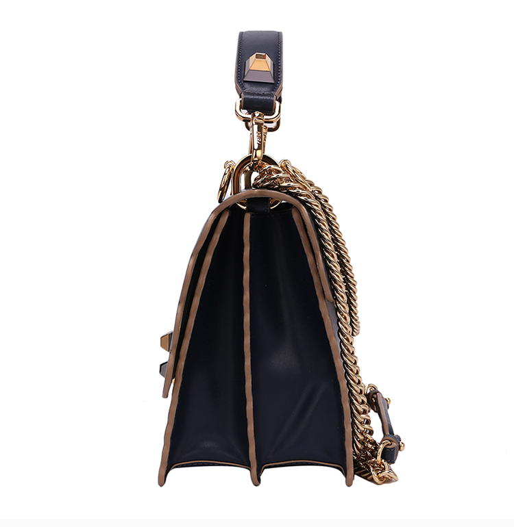 【现货】fendi/芬迪 kani系列 女士纯色小牛皮波浪边饰手提包单肩斜