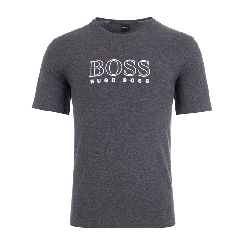 hugo boss/雨果博斯男裝 字母logo印花 男士灰色棉質時尚圓領短袖t恤