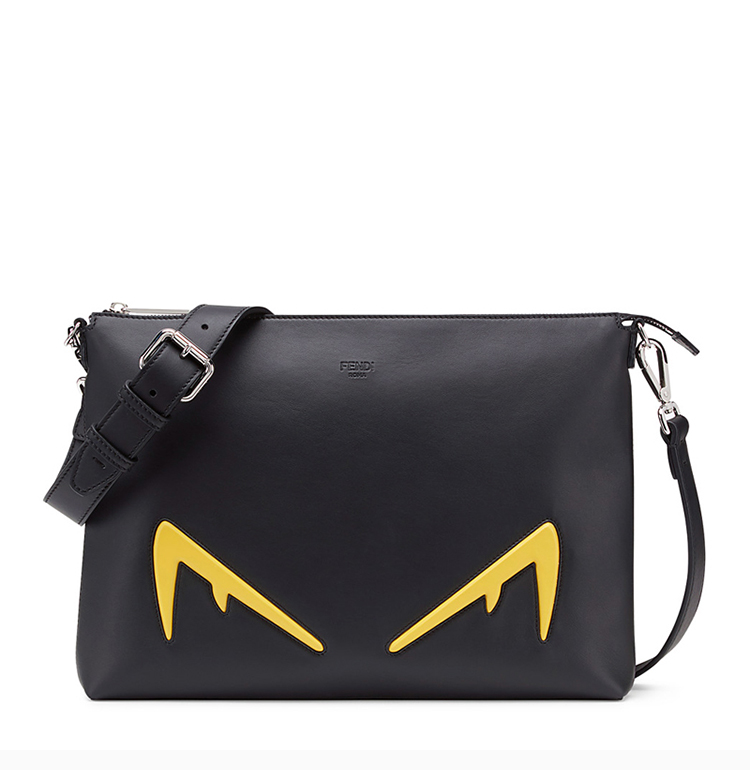 fendi/芬迪 20春夏 男士牛皮小怪兽眼睛图案时尚邮差包单肩斜挎包