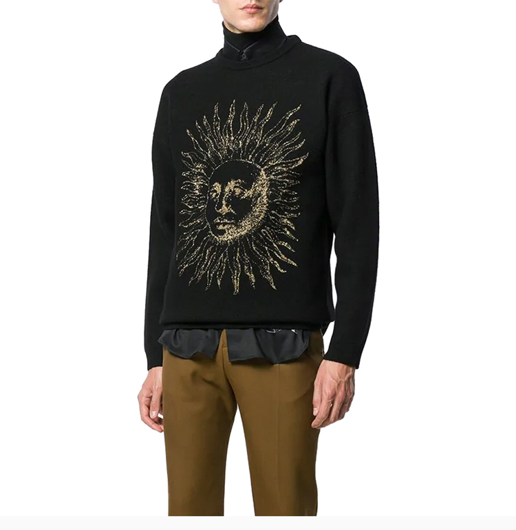 【包税】givenchy/纪梵希 男装 服饰 黑色羊毛太阳图案时尚修身长袖