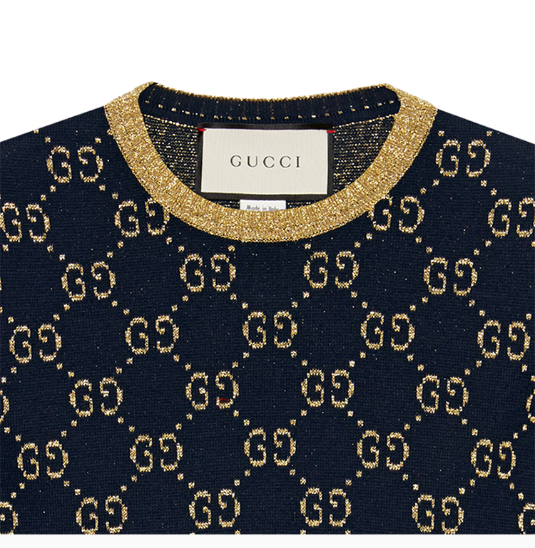 gucci/古驰 19秋冬 女士海军蓝棉质经典双g图案时尚短袖t恤