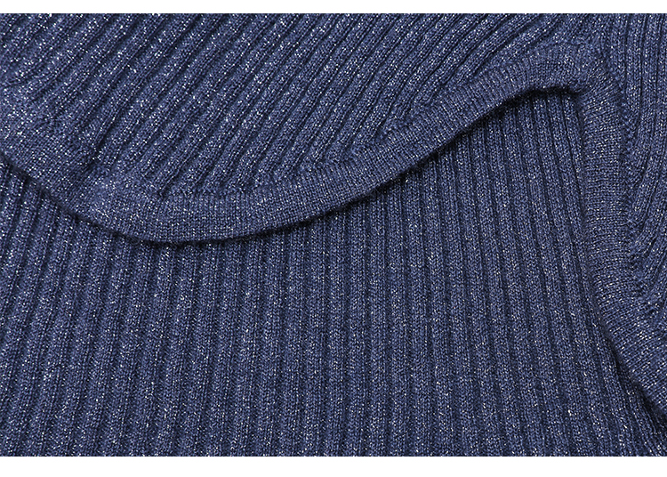 gegina/gegina 秋冬卡其蓝色女装圆领长袖银葱线山羊绒打底女士针织衫