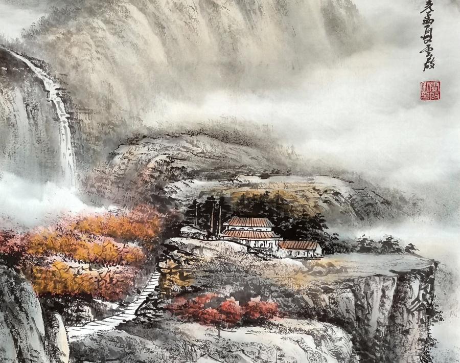 程云启 《高原祥》/50x100cm/传统水墨