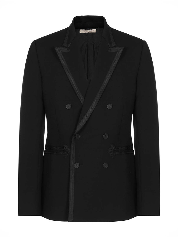 bottegaveneta/葆蝶家男士大衣混纺黑色西装款男士大衣