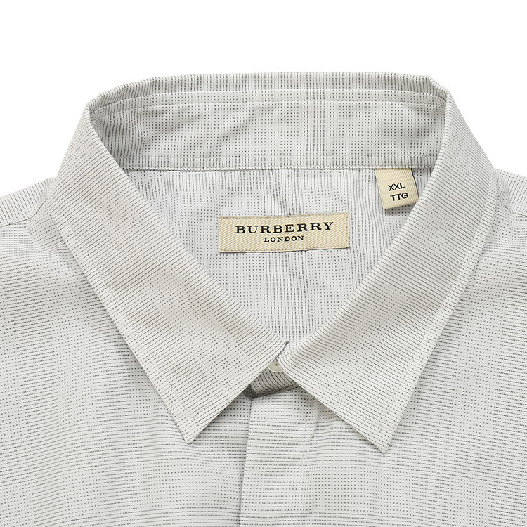 【19春夏】burberry/博柏利男士长袖衬衫白色纯棉条纹男士长袖衬衫