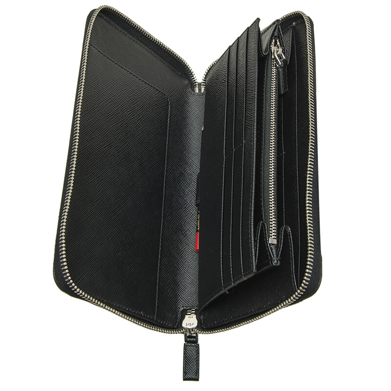 prada/普拉达 男士黑色牛皮革长款钱包钱夹 2ml188 053 f0002 j