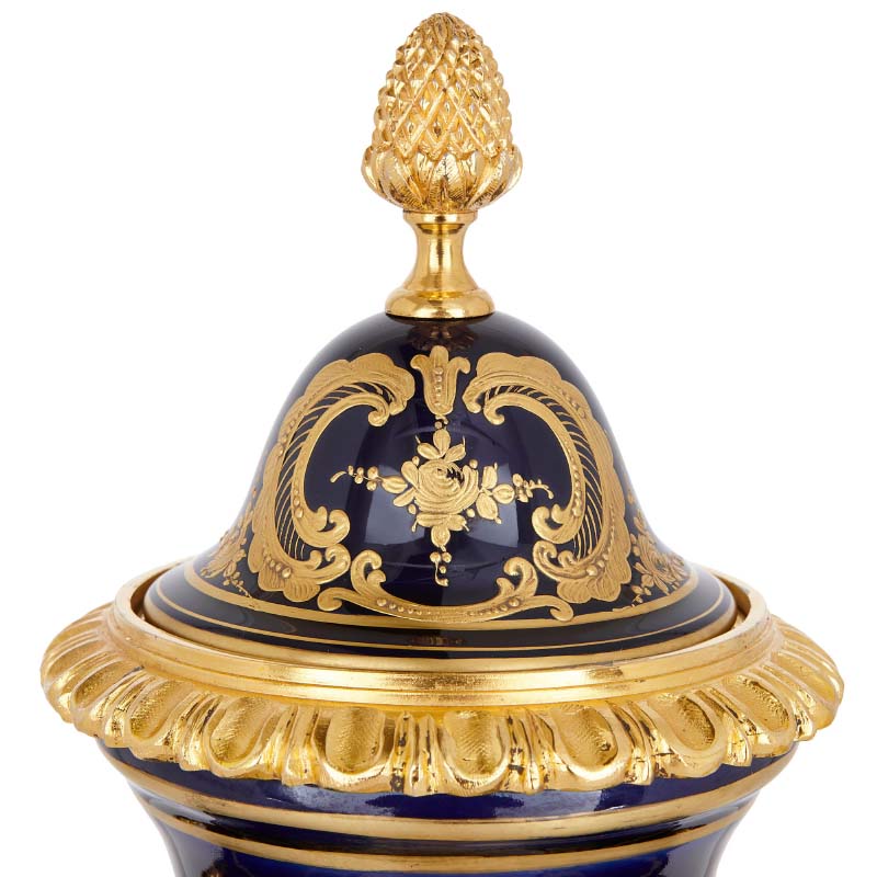 19世纪末法国制 合金裱贴 瓷器花瓶