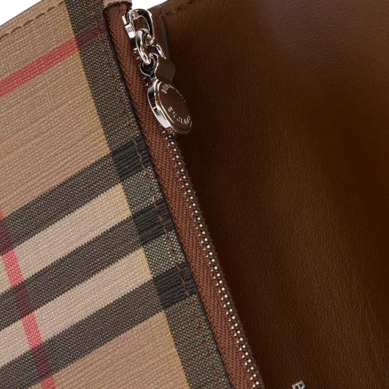 burberry/博柏利新款经典复古卡其色格纹男女同款长款钱包手拿包