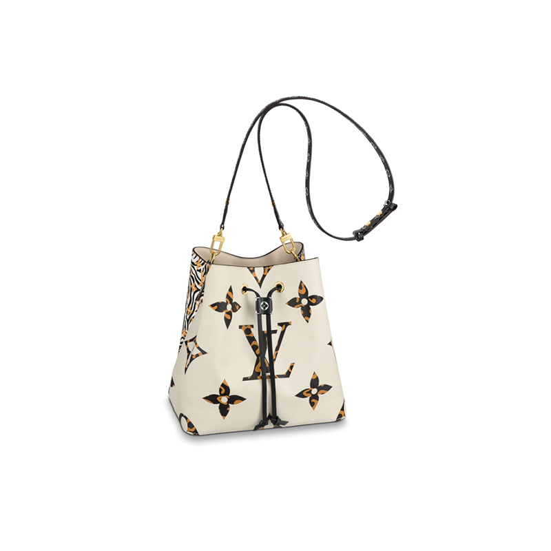 女士 19ss走秀款 丛林系列 水桶包 neonoe 单肩包 豹纹 斑马纹 白色