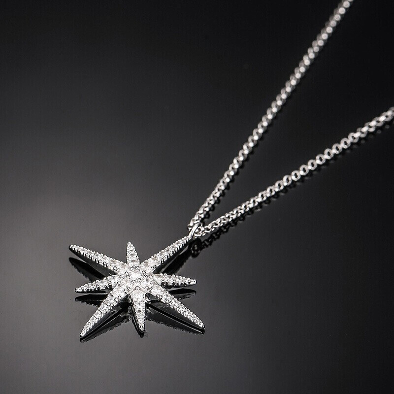 apmmonaco/apmmonaco银镶晶钻流星项链吊坠女锁骨链气质简约项链