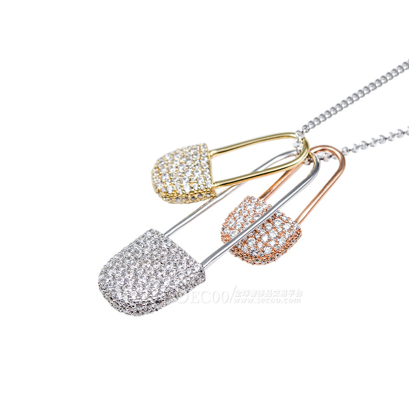 apmmonaco/apmmonacobabyxl系列三色镶晶钻别针项链首饰ac3360hrh