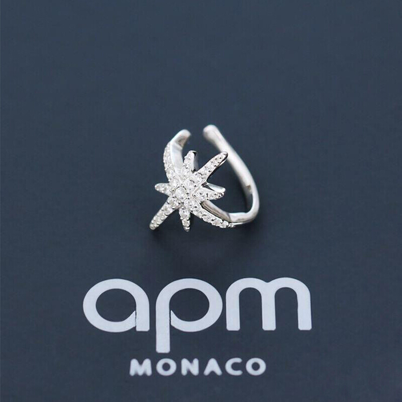apmmonaco/apmmonaco银镶晶钻流星银耳扣单只时尚银饰耳饰设计感ae