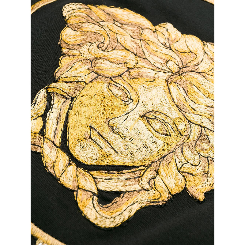 versace/範思哲男裝黑色棉質美杜莎刺繡男士短袖t恤a84156 a228806