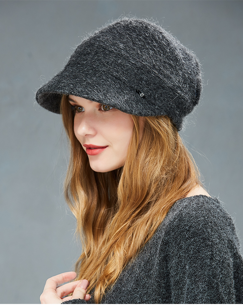 kenmont/卡蒙秋冬新品正反戴针织贝雷帽冬季女英伦复古双层保暖堆堆帽