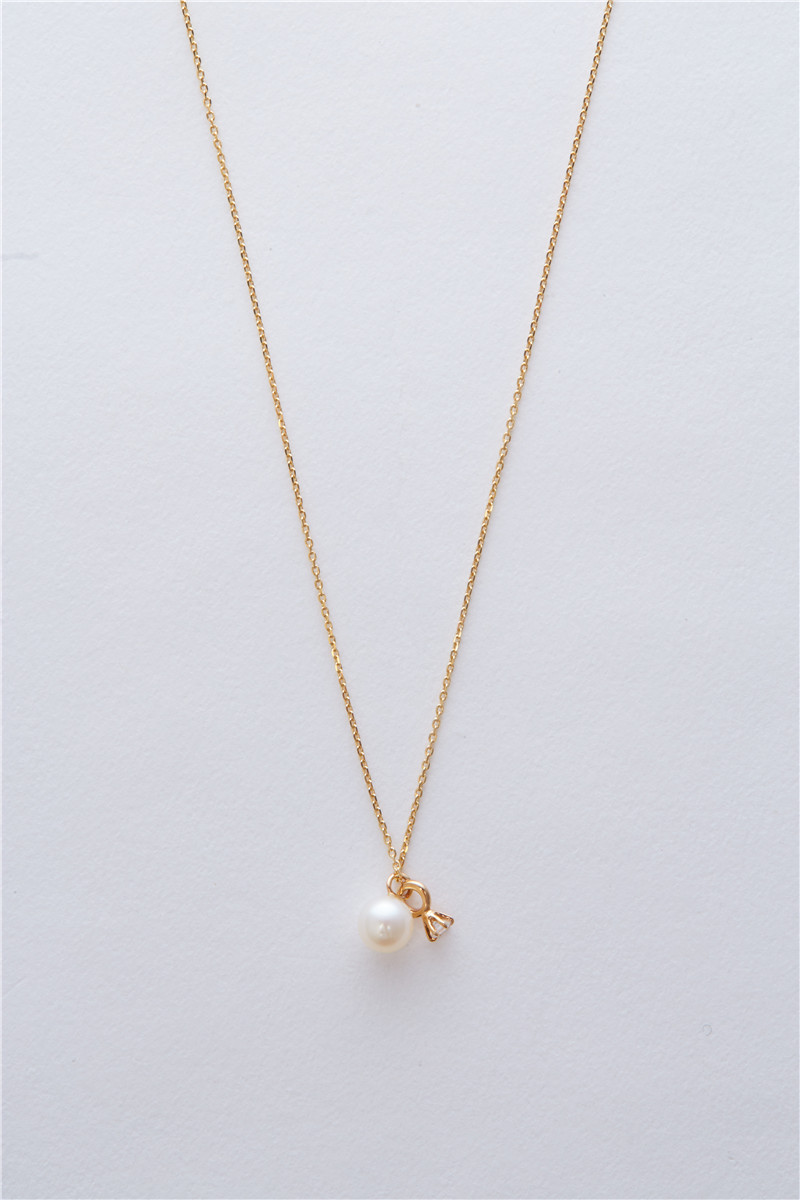 日本首饰4°c/4度 9k金淡水珍珠项链k黄金镶嵌月光石颈链生辰石项链