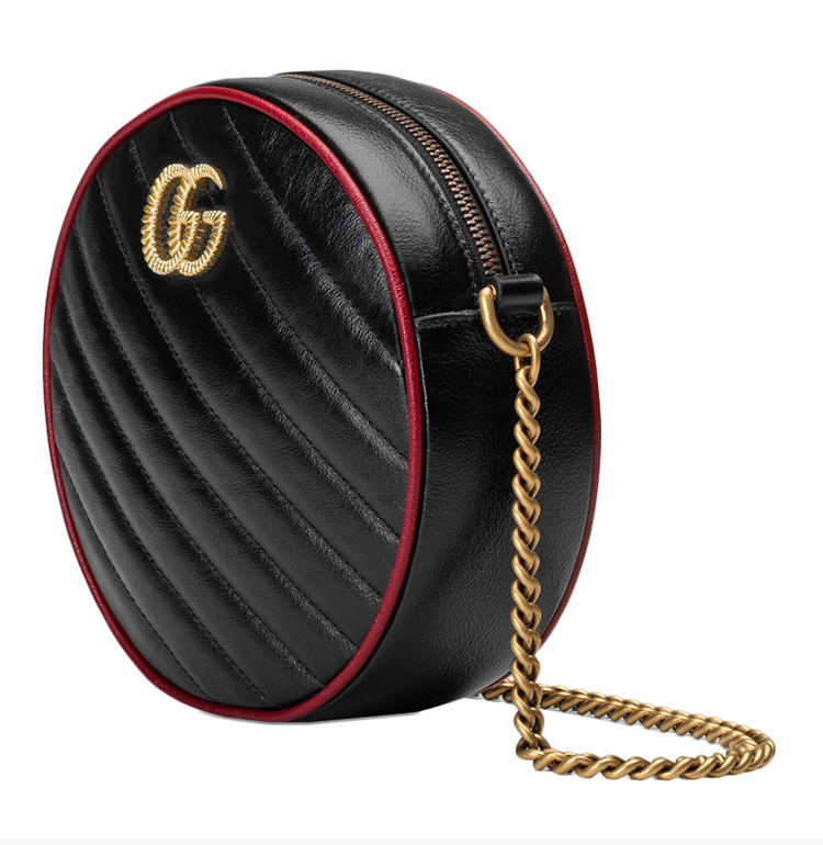 gucci/古馳 20春夏 gg marmont mini女士牛皮gg經典菱形紋理圓餅斜