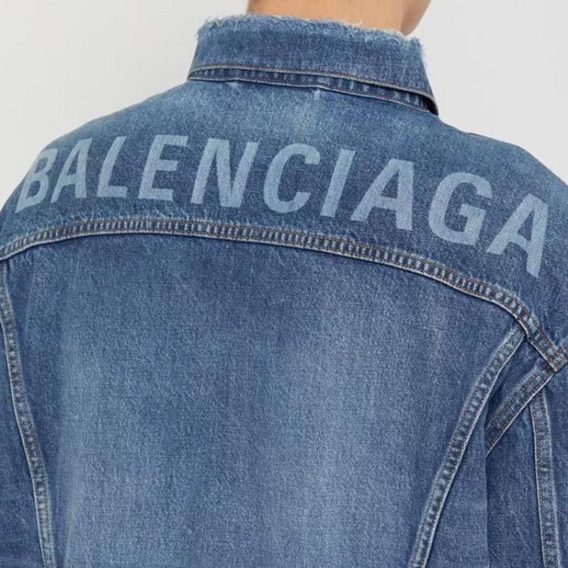 balenciaga/巴黎世家 2019秋冬 男士牛仔外套 洗水字母logo 牛仔蓝色