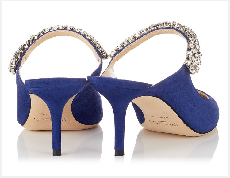 【国内现货】jimmy choo/周仰杰 bing 65 女士水晶装饰蓝色时尚高跟鞋