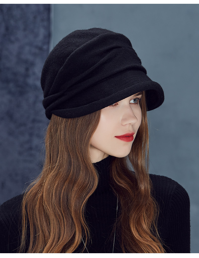 kenmont/卡蒙2019秋冬新品英伦复古毛呢贝雷帽女保暖羊毛帽子韩版潮