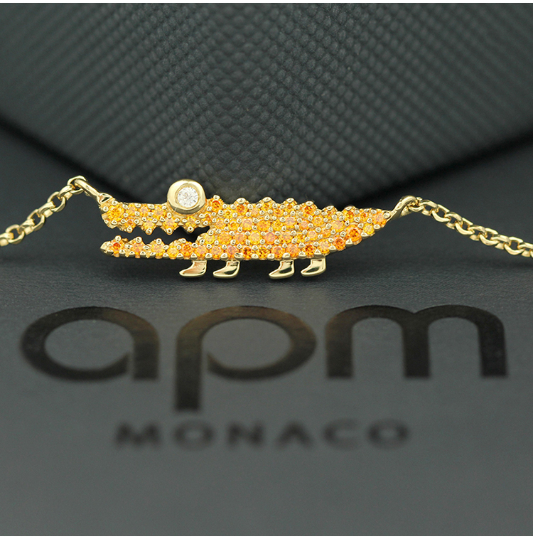 【张靓颖 蓝盈莹同款】apm monaco/apm monaco橙色银色/小鳄鱼项链女
